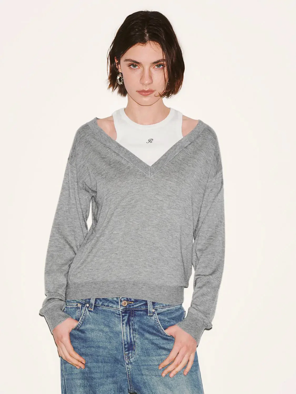 23276-wool-blend-soft-knit-v-neck-overlay-t-shirts-1.webp Wool Blend Soft Knit V Neck Overlay T Shirts