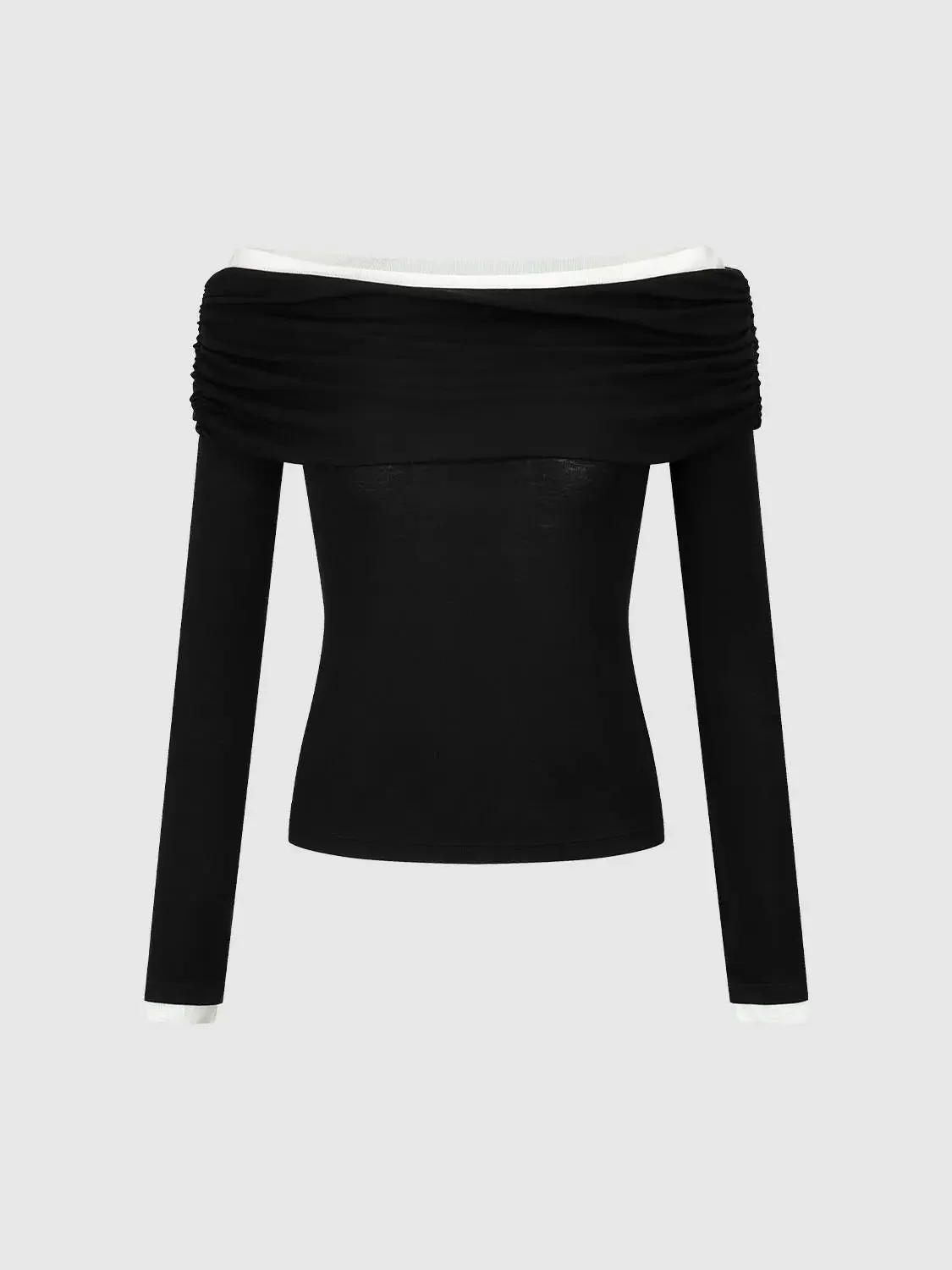23303-lyocell-wool-blend-off-shoulder-ruched-top-7.webp Lyocell Wool Blend Off Shoulder Ruched Top