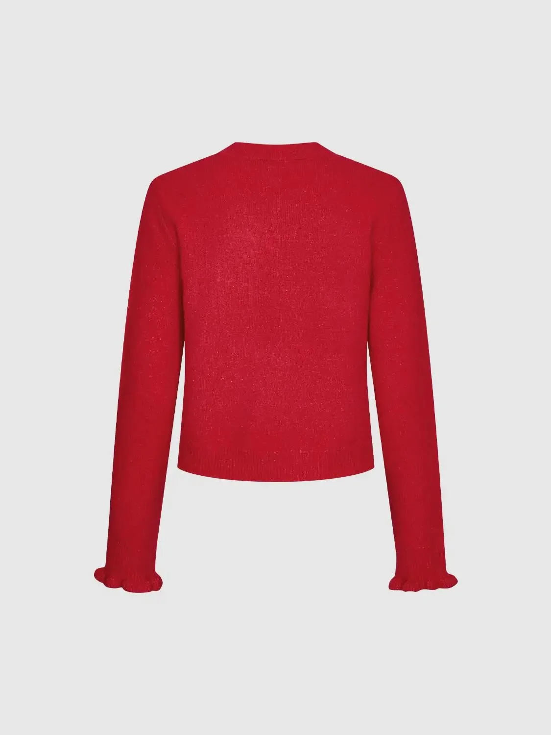 Bow Applique Crew Neck Knitted Cardigans