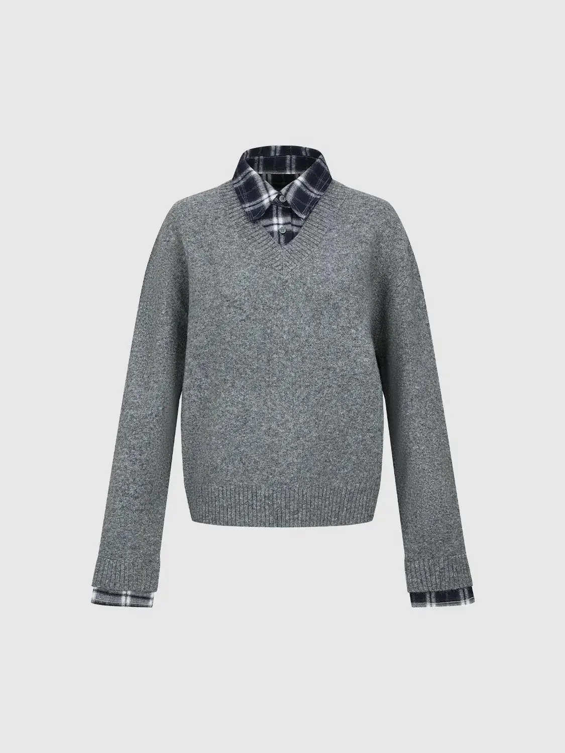23384-wool-blend-two-in-one-check-collar-knit-shirt-1.webp Wool Blend Two In One Check Collar Knit Shirt