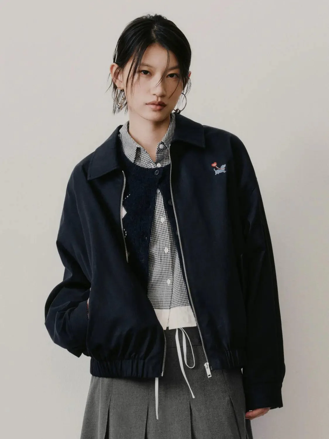 Embroidered Zip Up Jackets