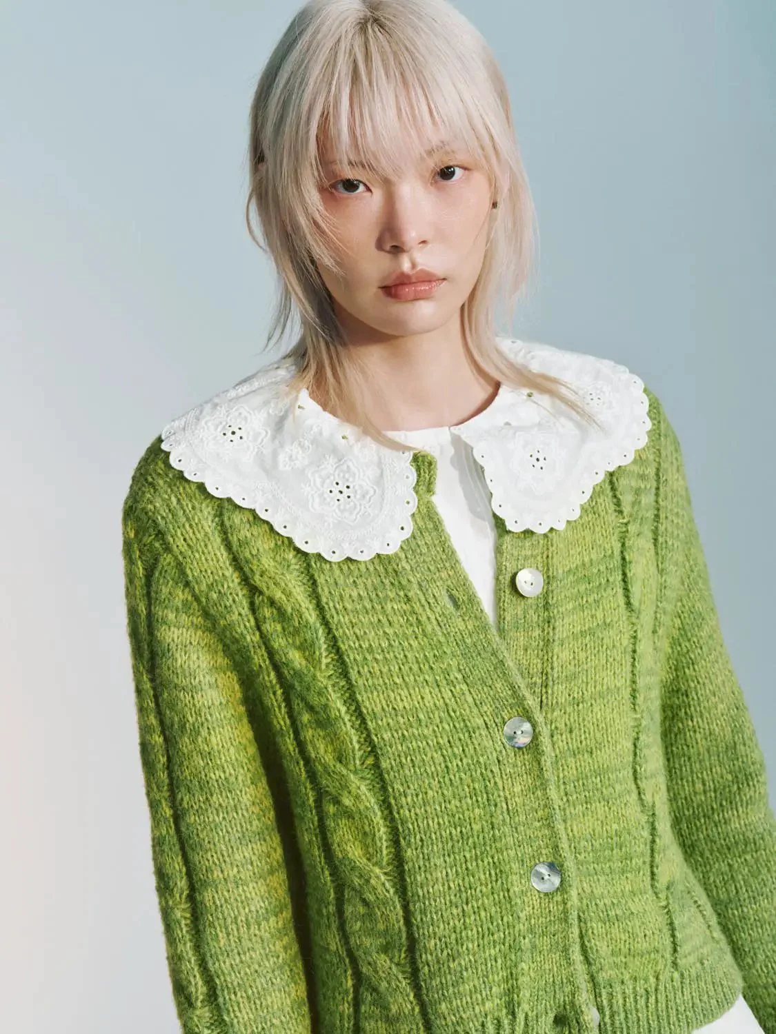 Crew Neck Cable Knitted Cardigans