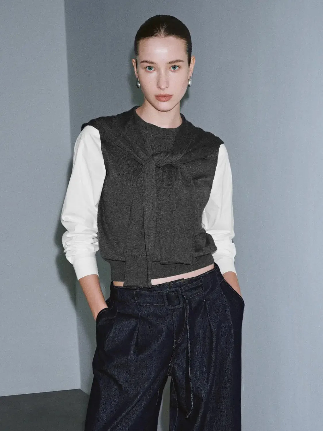 23414-contrast-knit-with-scarf-detail-long-sleeve-top-1.webp Contrast Knit With Scarf Detail Long Sleeve Top