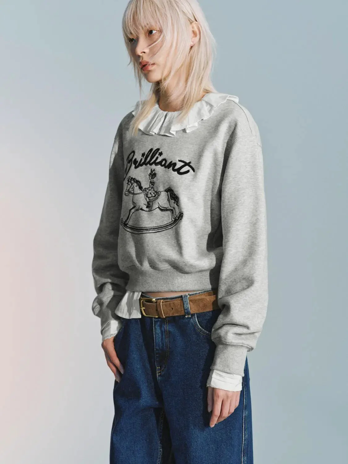 Cotton Blend Rocking Horse Graphic Sweatshirts