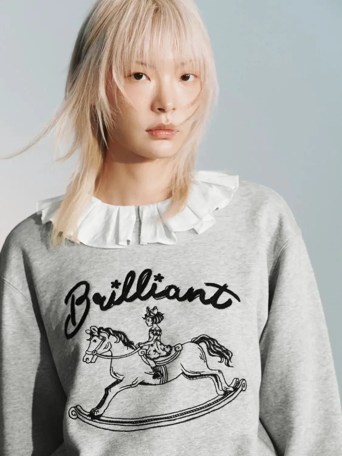 Cotton Blend Rocking Horse Graphic Sweatshirts
