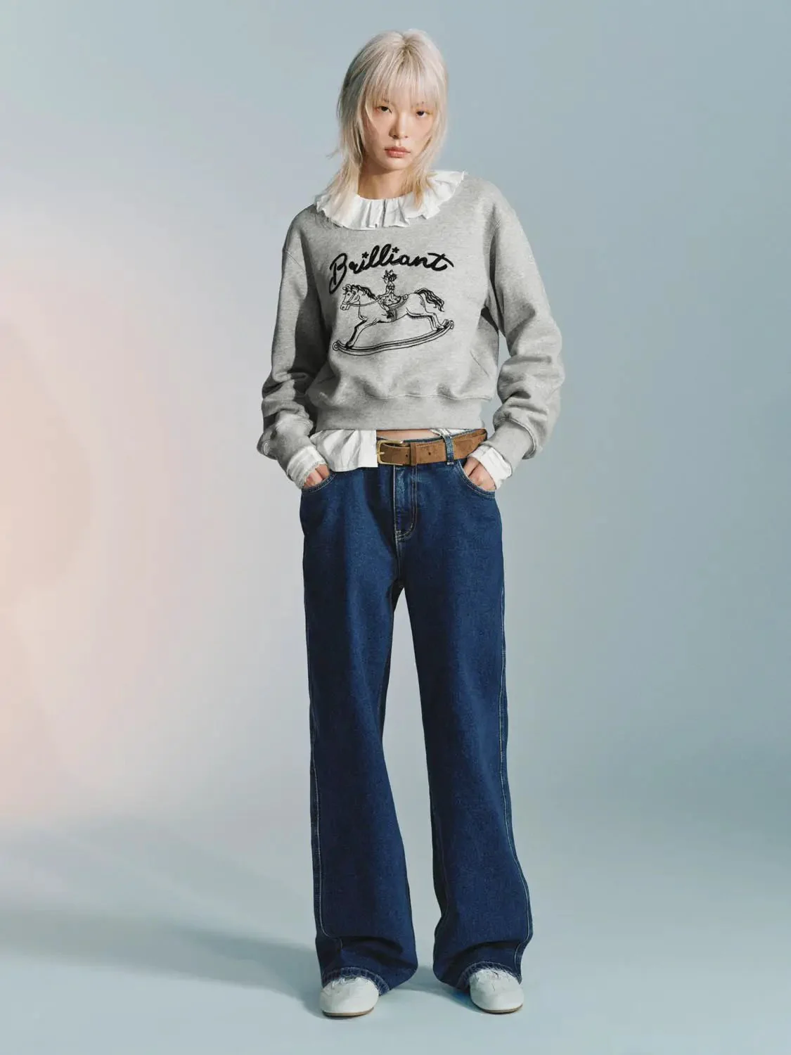 Cotton Blend Rocking Horse Graphic Sweatshirts