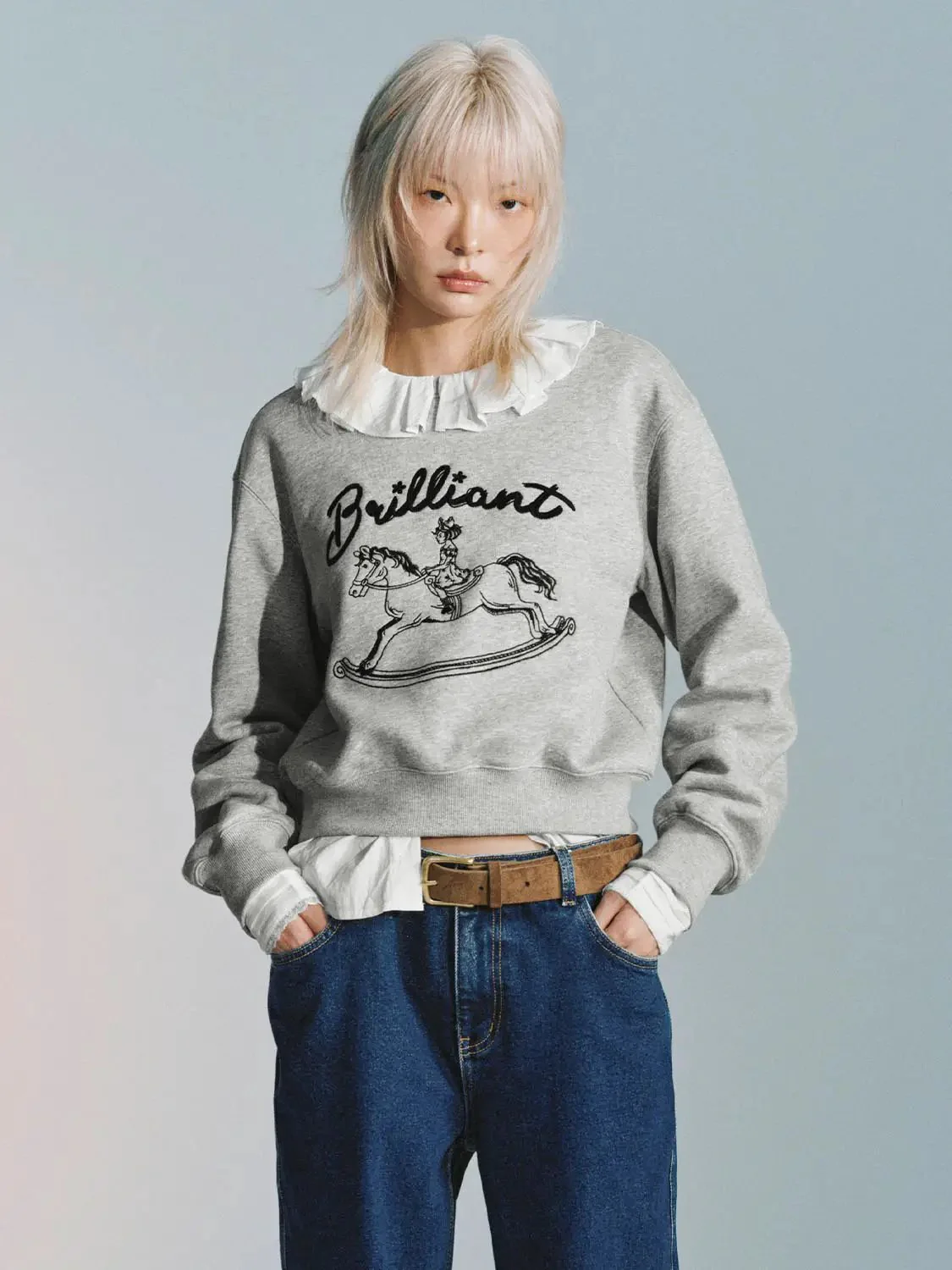 Cotton Blend Rocking Horse Graphic Sweatshirts