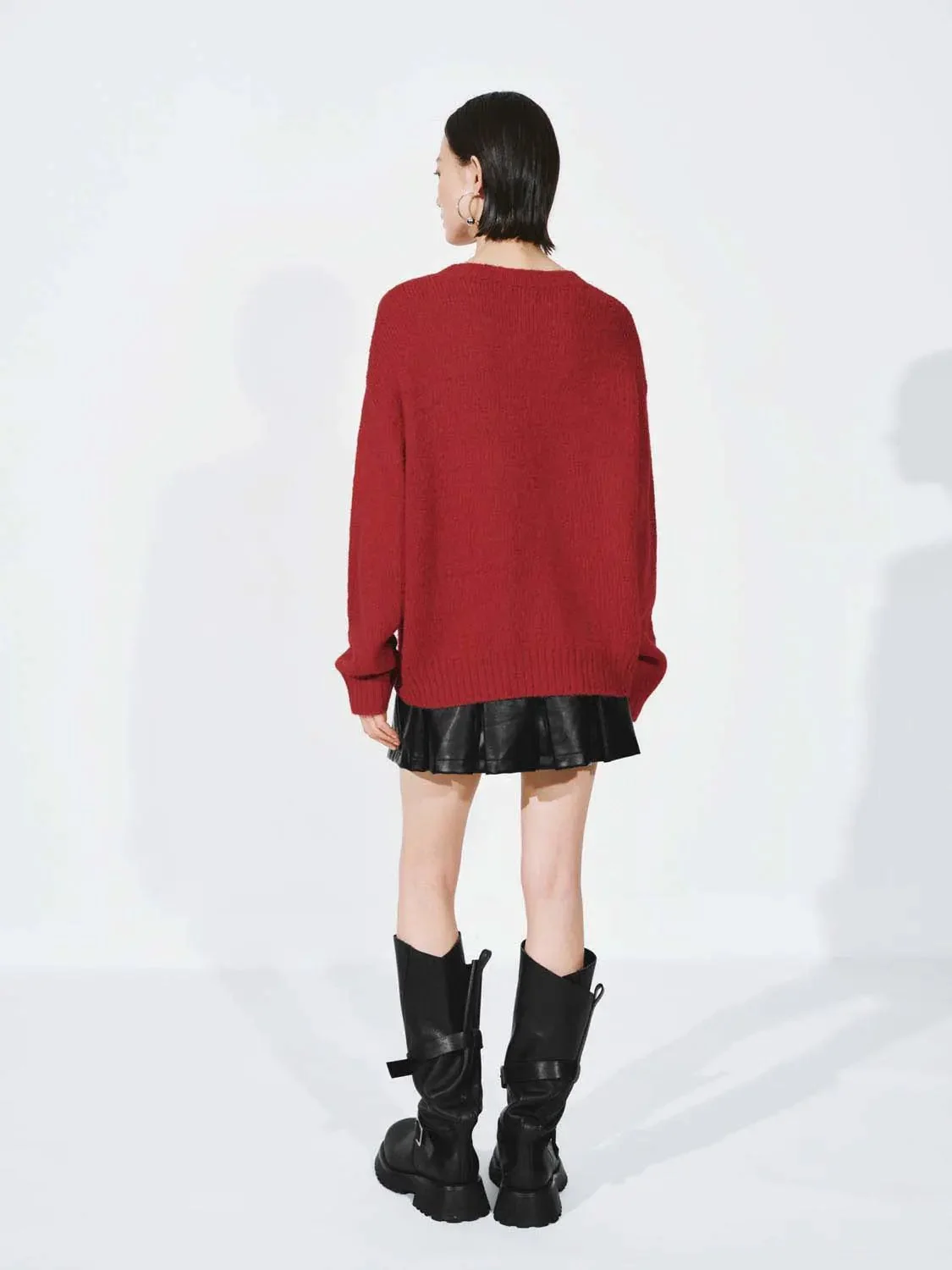 Bow Detail Long Sleeve Knitted T-Shirts