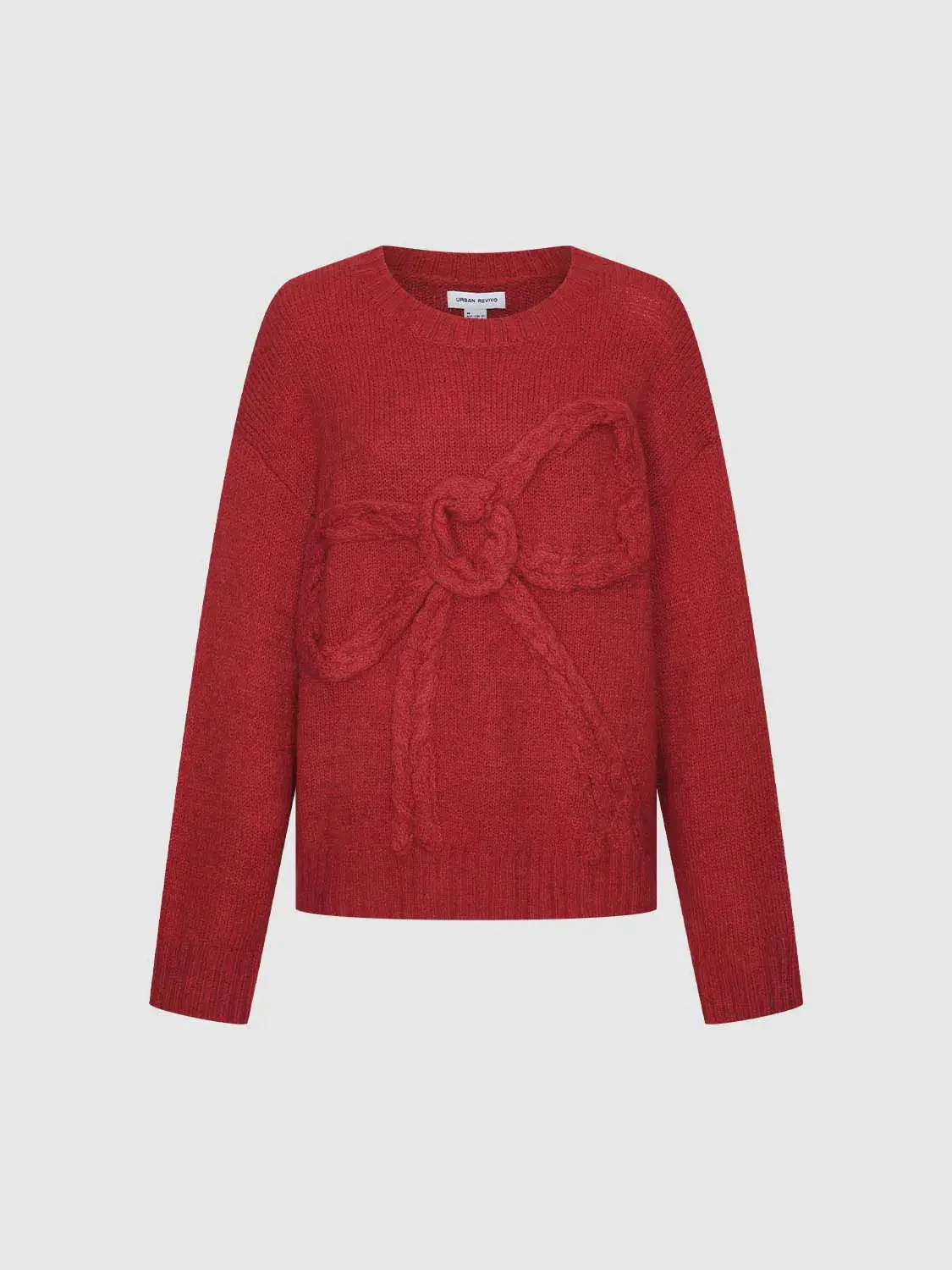 Bow Detail Long Sleeve Knitted T-Shirts