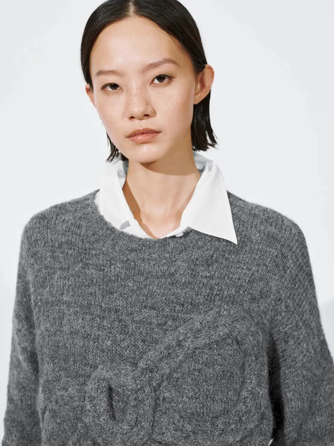 Bow Detail Long Sleeve Knitted T-Shirts