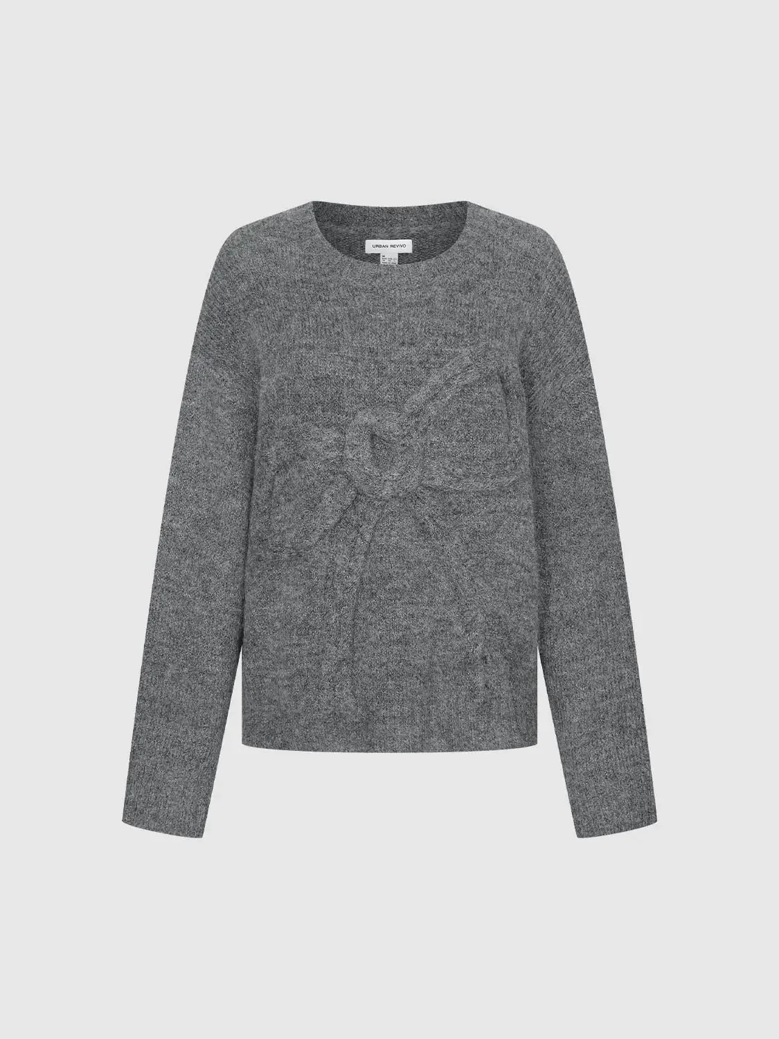 Bow Detail Long Sleeve Knitted T-Shirts