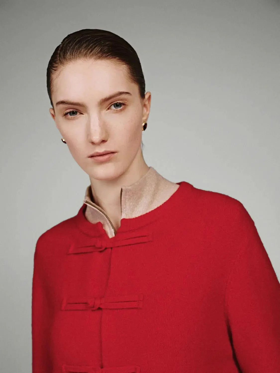 Frog Button Crew Neck Knitted Cardigans