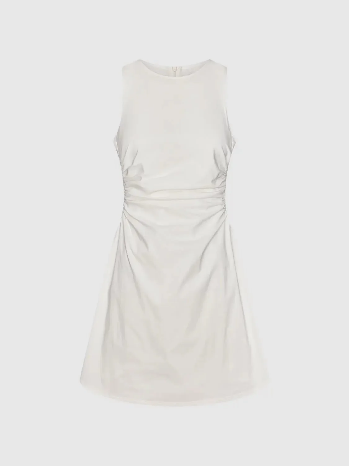 Viscose Blend Ruched Waist Sleeveless A Line Dresses