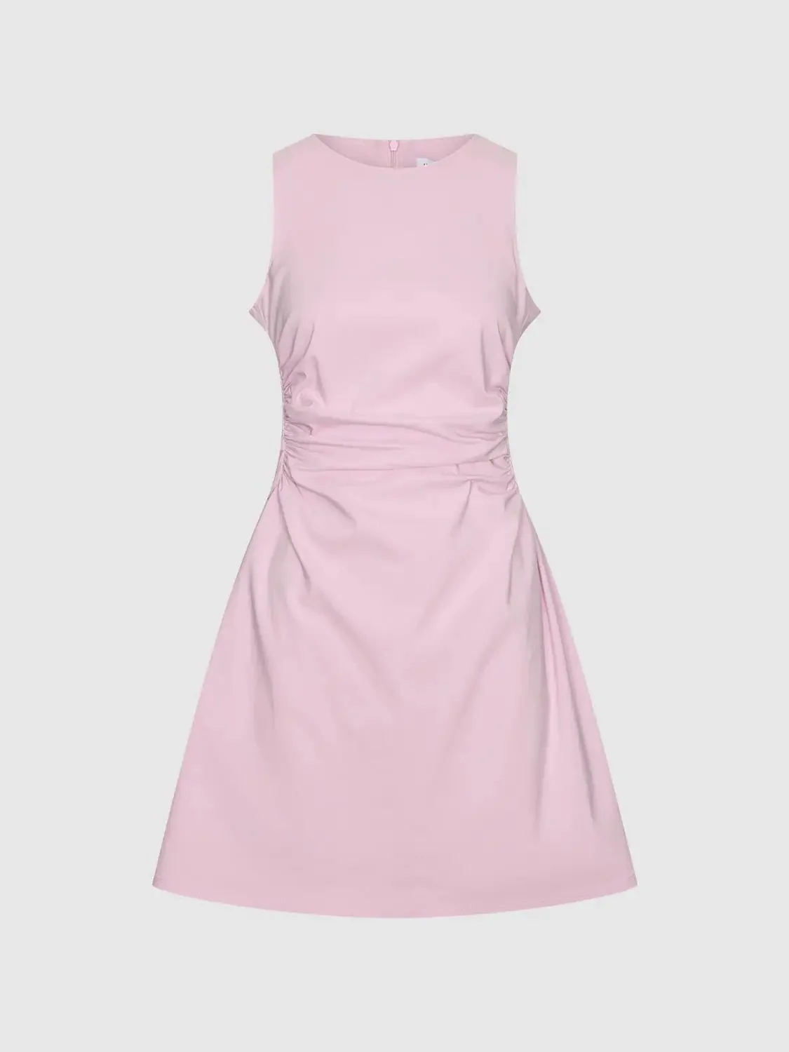Viscose Blend Ruched Waist Sleeveless A Line Dresses