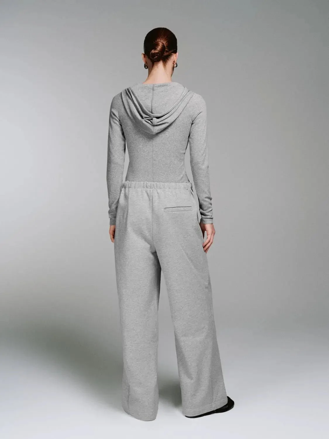 Viscose Cotton Wool Blend Hooded Cropped Half Zip T-Shirts