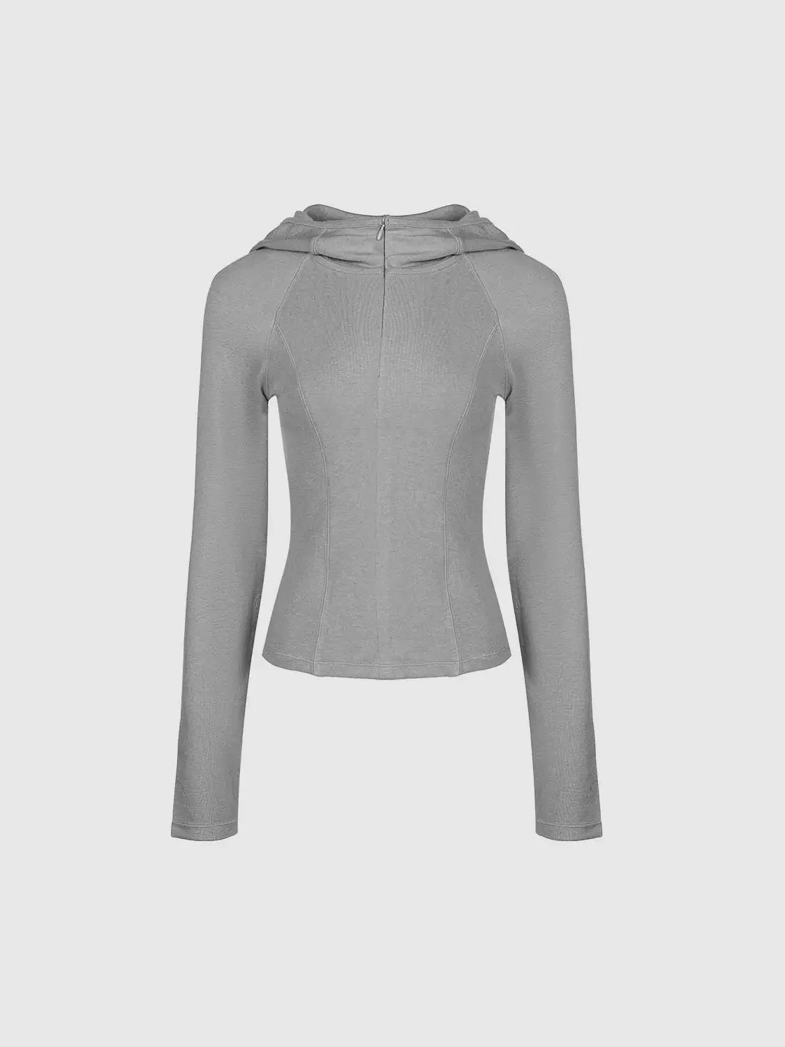 Viscose Cotton Wool Blend Hooded Cropped Half Zip T-Shirts