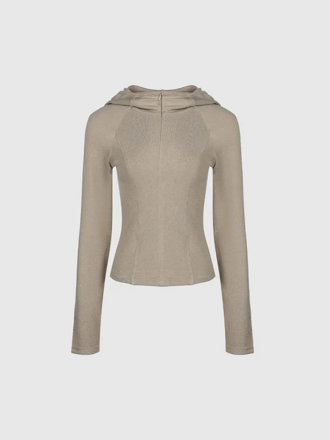 Viscose Cotton Wool Blend Hooded Cropped Half Zip T-Shirts