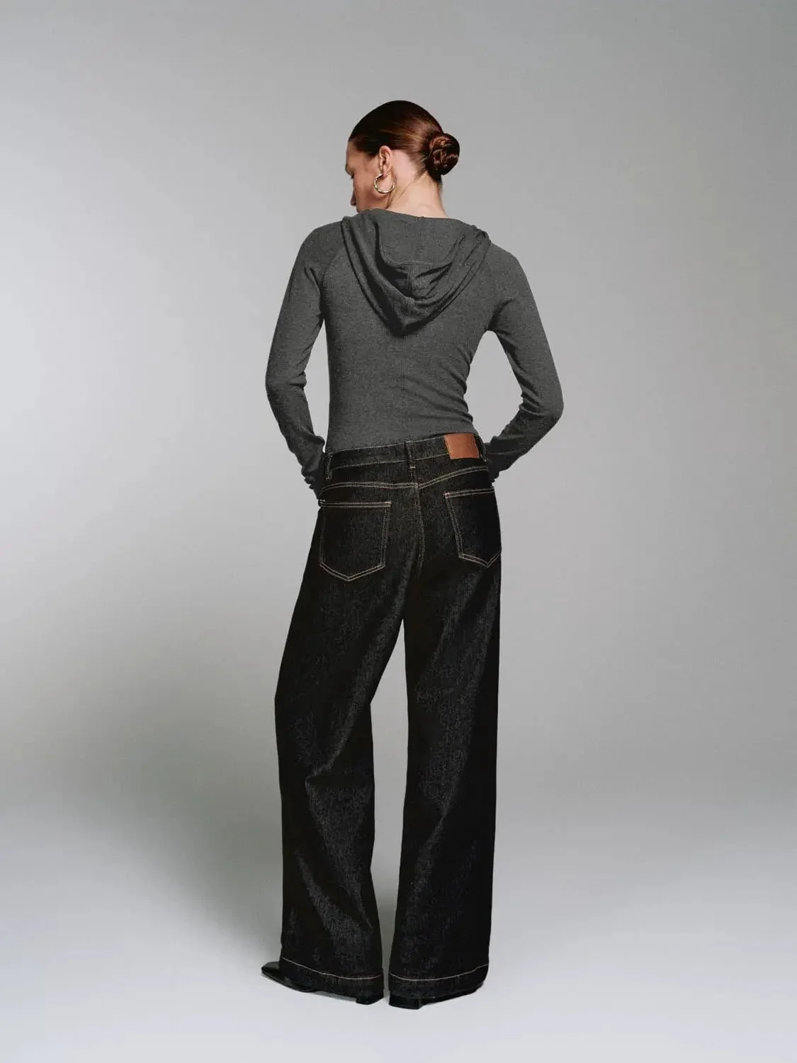 Viscose Cotton Wool Blend Hooded Cropped Half Zip T-Shirts