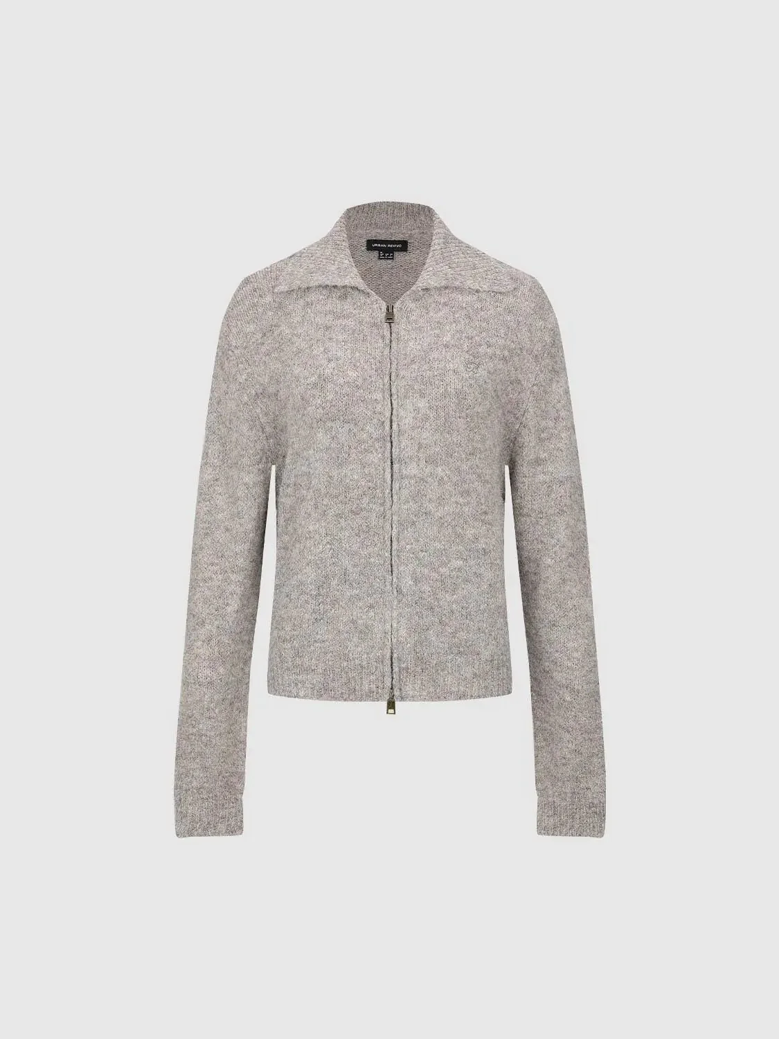 Collared Zip Up Knitted Cardigans