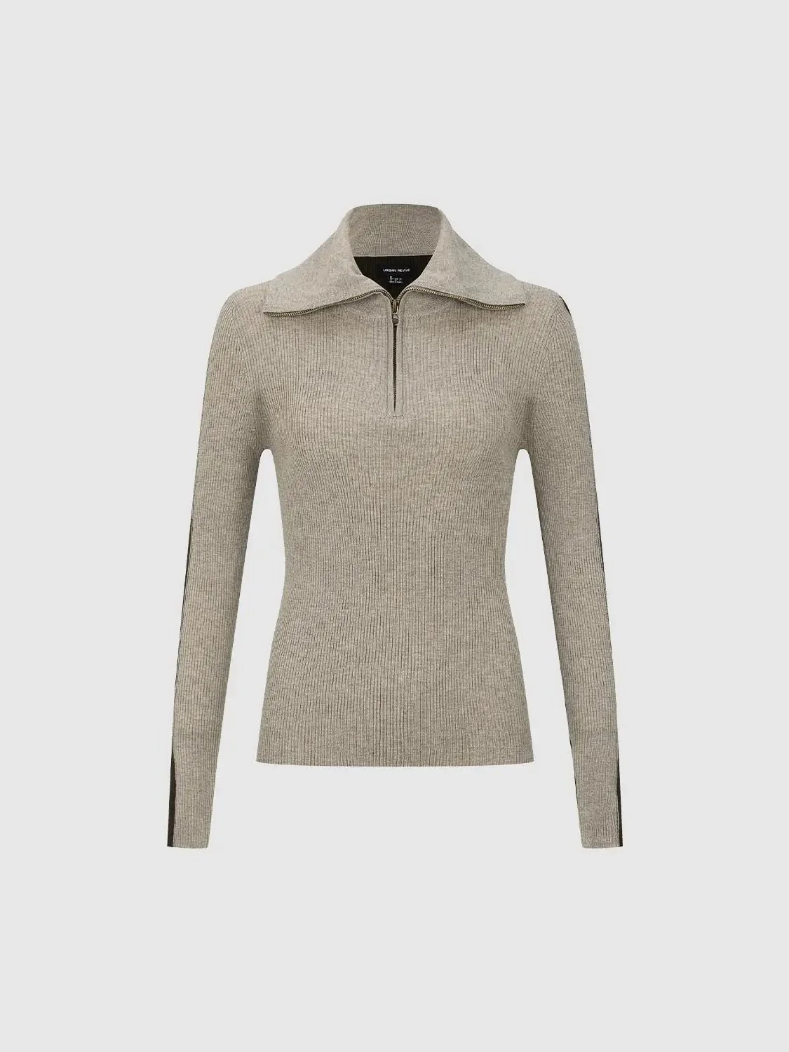 Contrast Polo Neck Long Sleeve Knitted T-Shirts