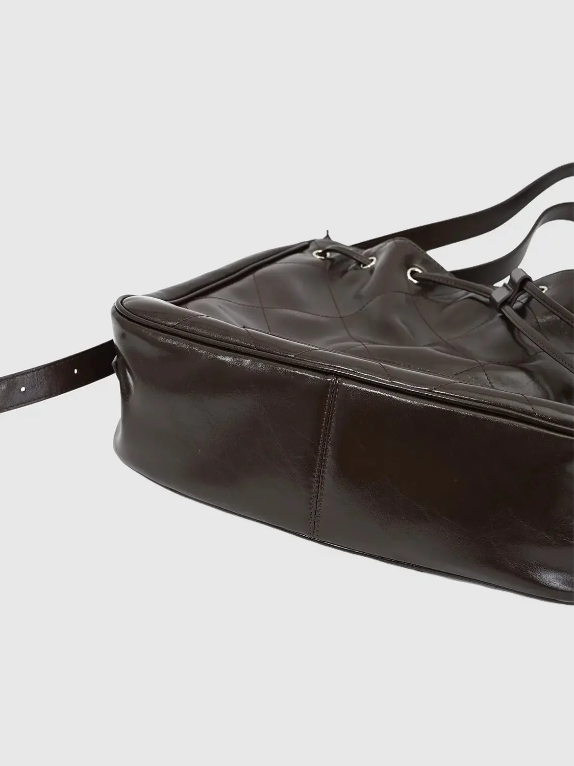 Drawstring Faux Leather Crossbody Shoulder Bags