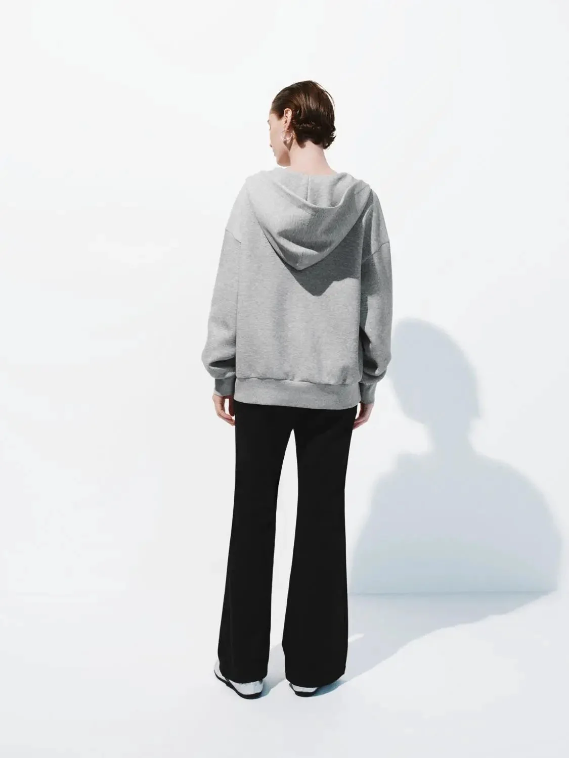 Cozy Cotton Blend Hooded V Neck Sweatshirt