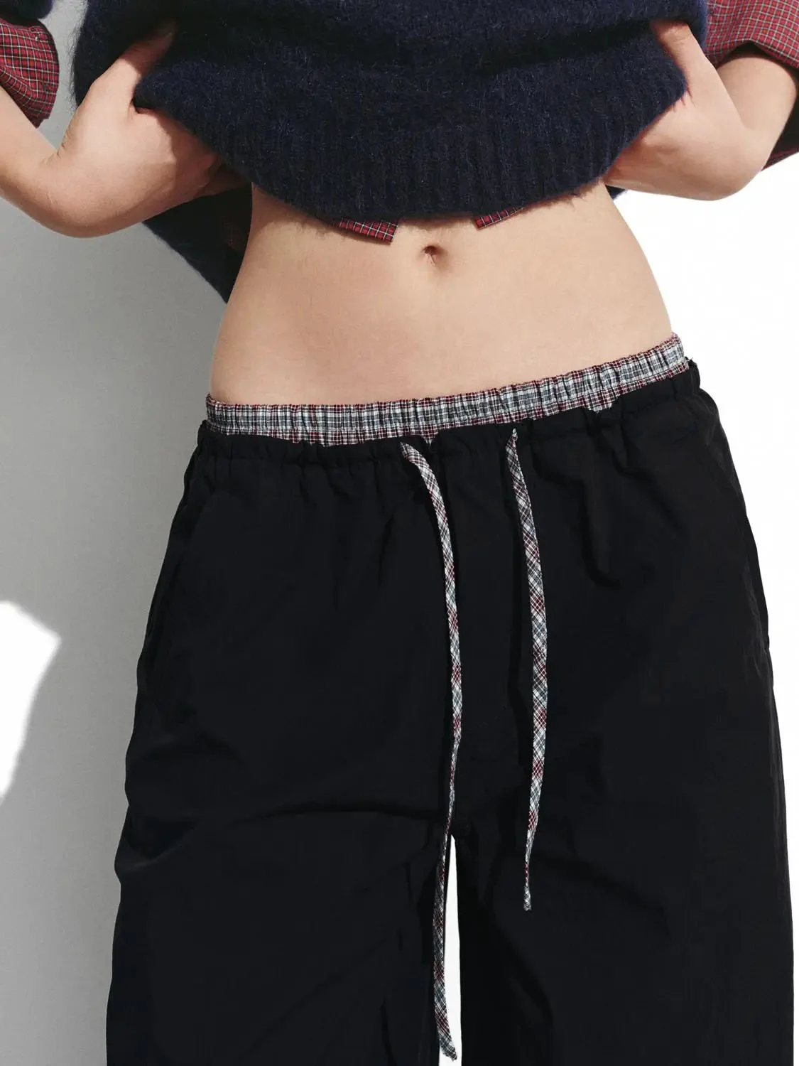 Cotton Blend Ruffle Pocket Wide Leg Cargo Pants
