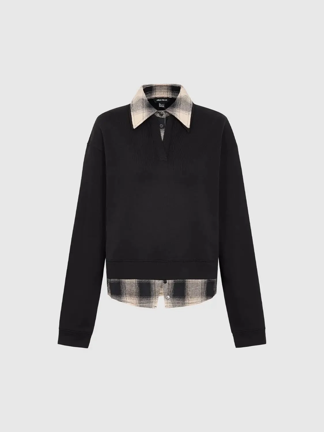 Cotton Plaid Collar Two In One Layered Polo Shirts