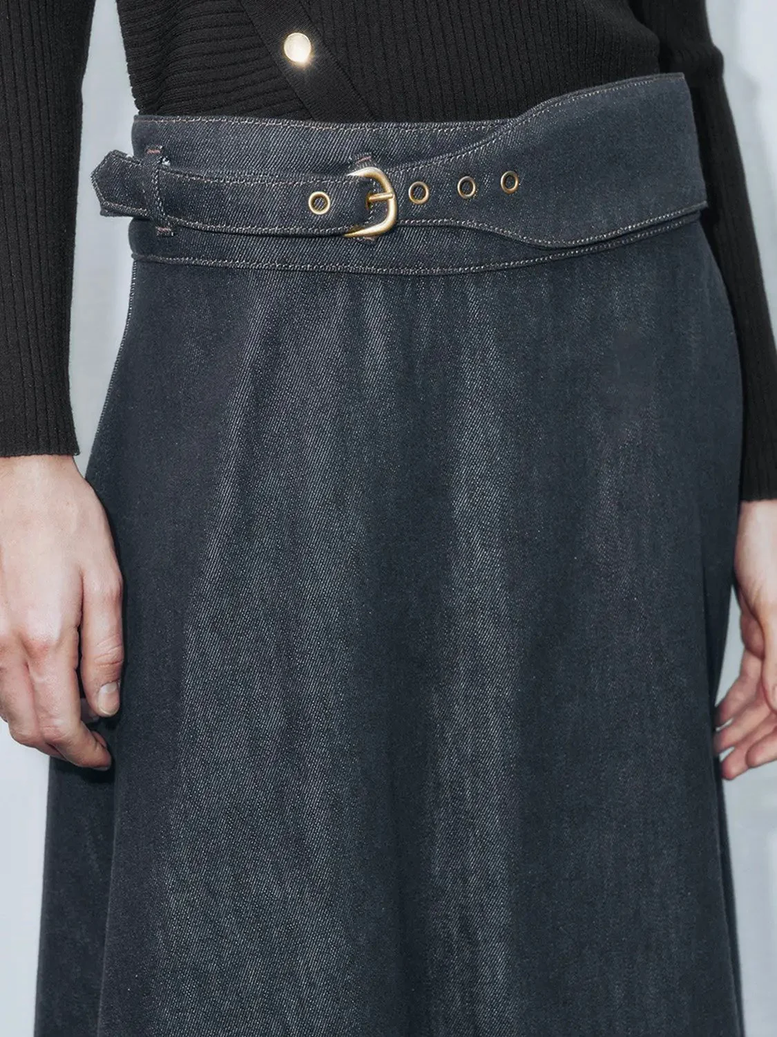 2392-cotton-denim-maxi-belted-flared-everyday-skirt-4.webp Cotton Denim Maxi Belted Flared Everyday Skirt