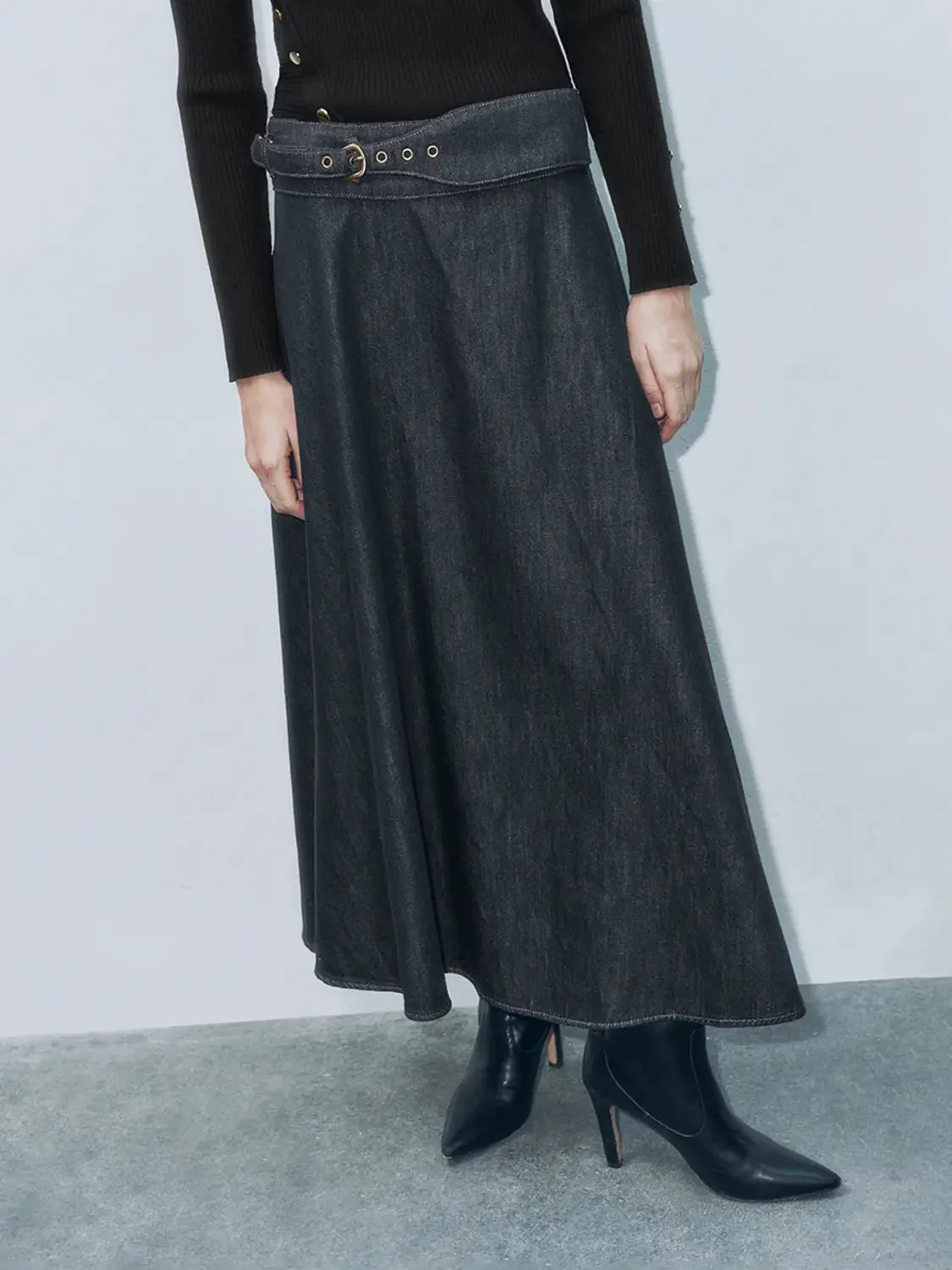 2392-cotton-denim-maxi-belted-flared-everyday-skirt-6.webp Cotton Denim Maxi Belted Flared Everyday Skirt