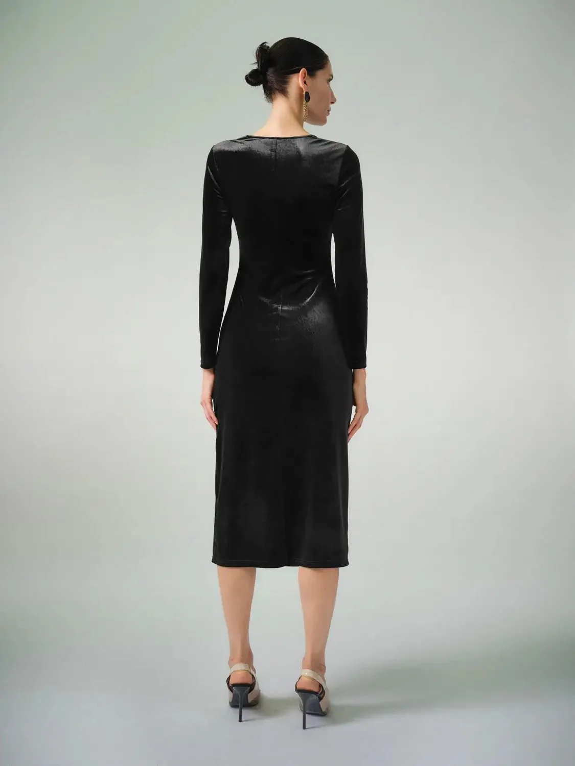 23958-v-neck-twist-knot-elegant-stretch-midi-dresses-6.webp V Neck Twist Knot Elegant Stretch Midi Dresses