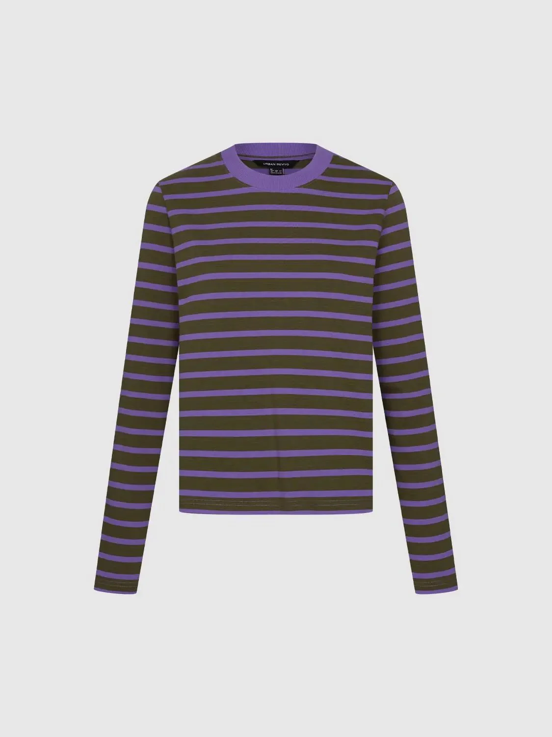 Cotton Striped Collar Long Sleeve T Shirts