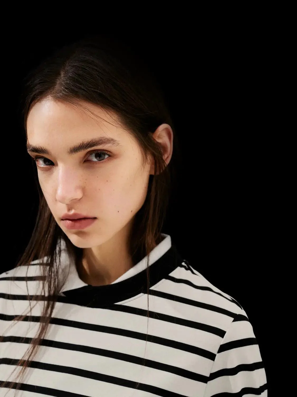 Cotton Striped Collar Long Sleeve T Shirts