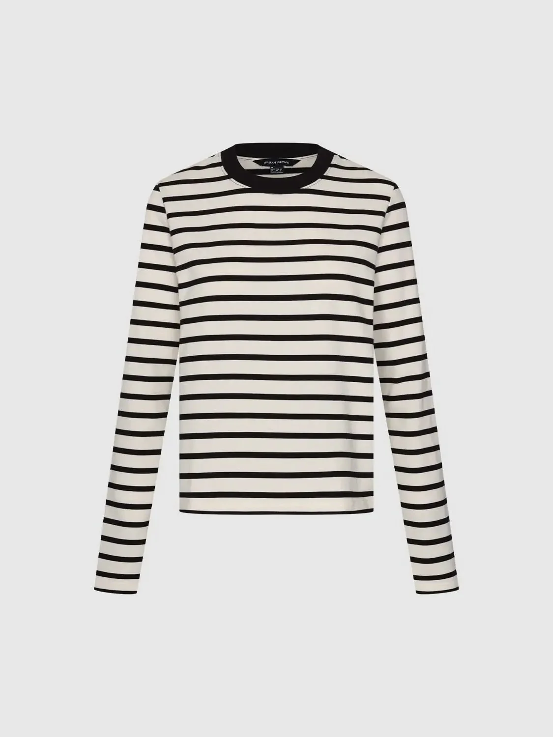 Cotton Striped Collar Long Sleeve T Shirts