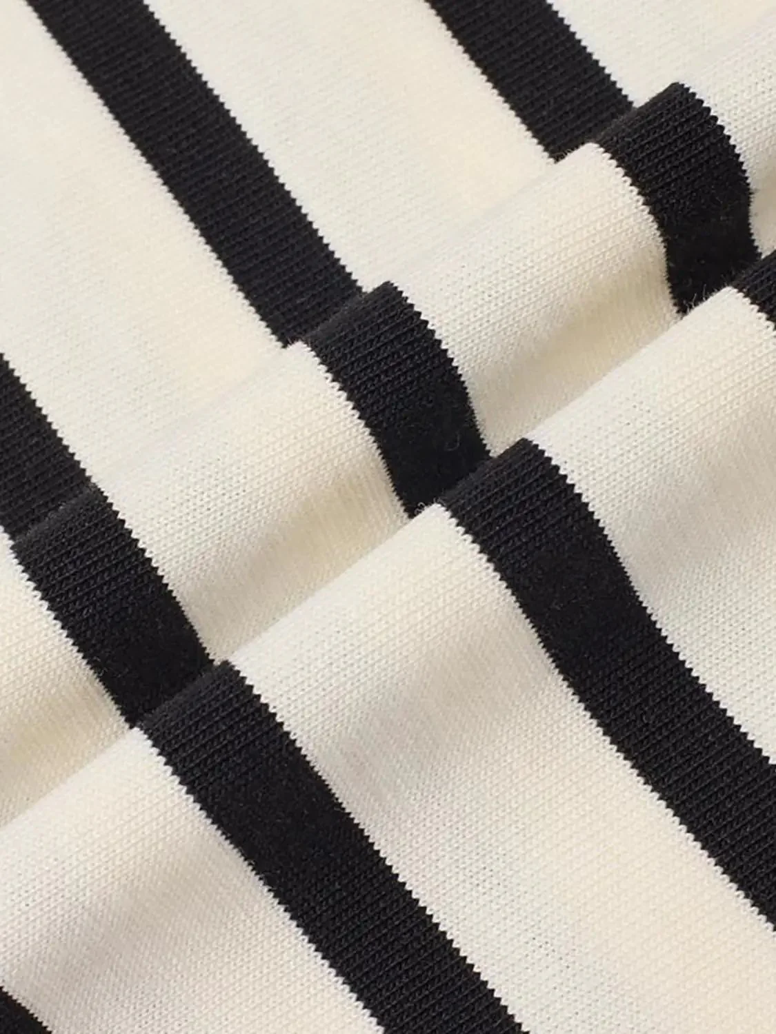 Cotton Striped Collar Long Sleeve T Shirts