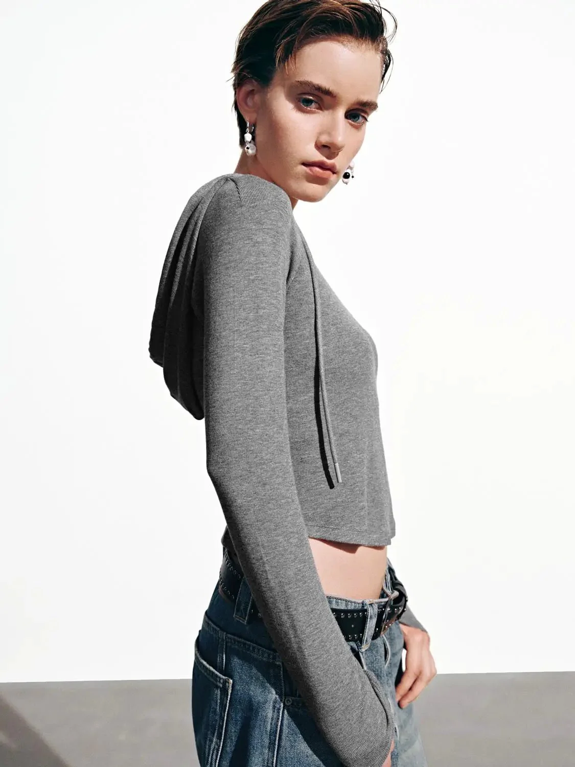 23988-grey-viscose-long-sleeve-drawstring-hooded-crop-top-2.webp Grey Viscose Long Sleeve Drawstring Hooded Crop Top