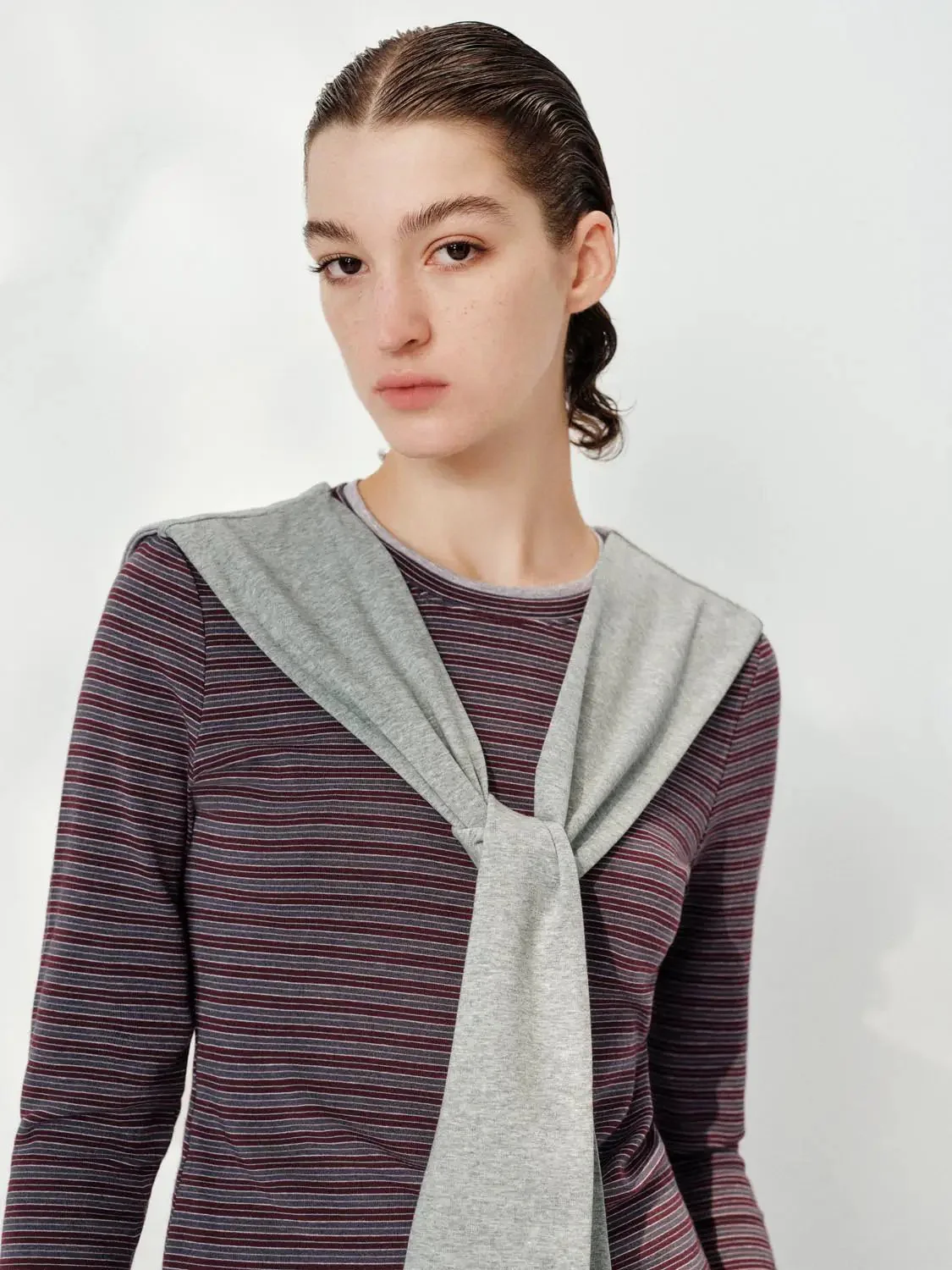 Striped Long Sleeve Cotton Blend T Shirts