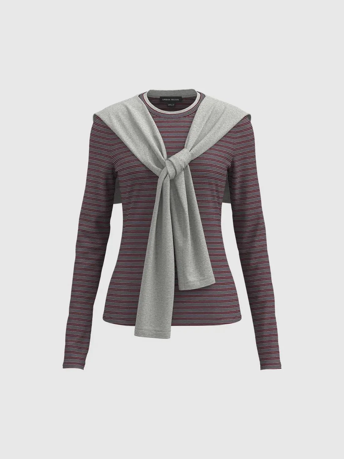 Striped Long Sleeve Cotton Blend T Shirts