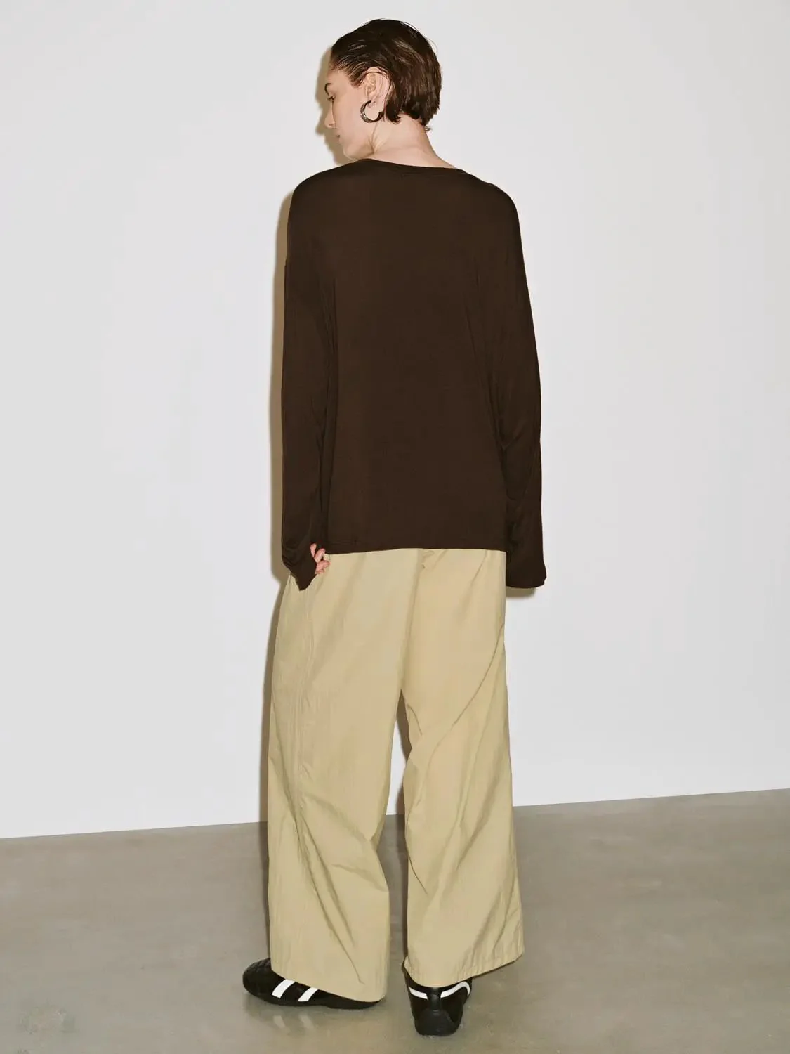 Cashmere Wool Blend Relaxed Knit Long Sleeve T Shirts