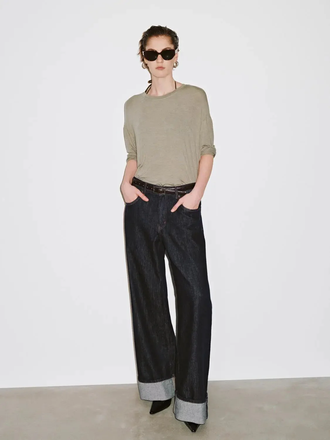 Cashmere Wool Blend Relaxed Knit Long Sleeve T Shirts