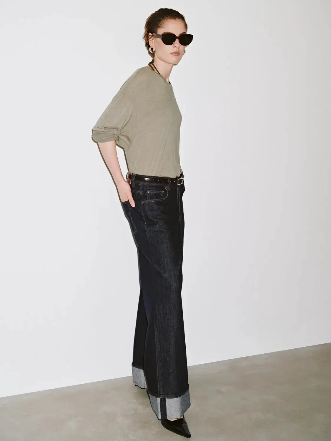 Cashmere Wool Blend Relaxed Knit Long Sleeve T Shirts