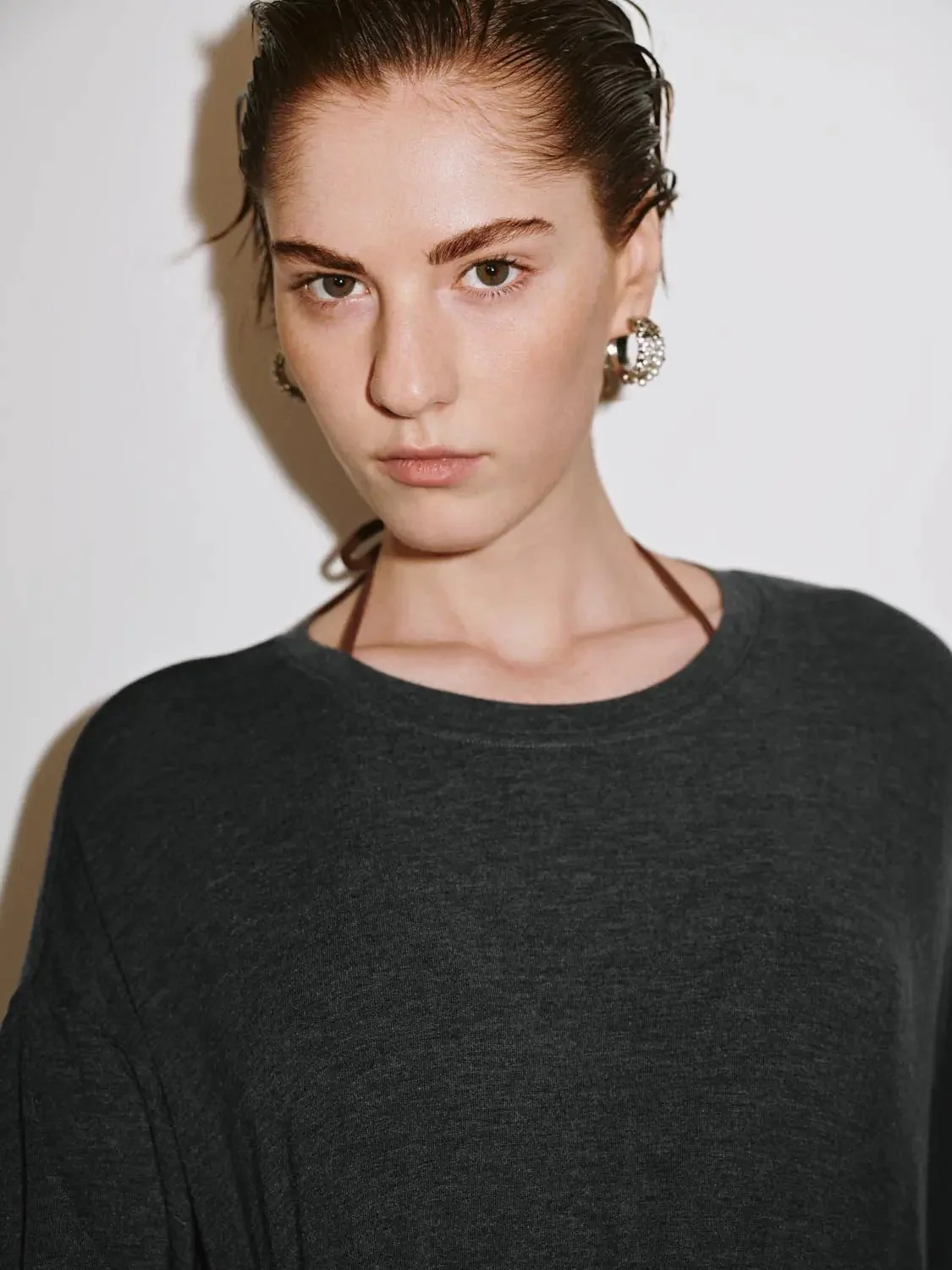Cashmere Wool Blend Relaxed Knit Long Sleeve T Shirts
