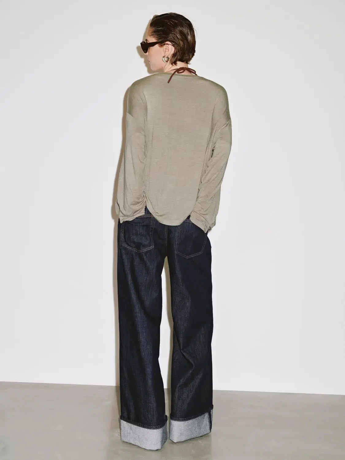 Cashmere Wool Blend Relaxed Knit Long Sleeve T Shirts