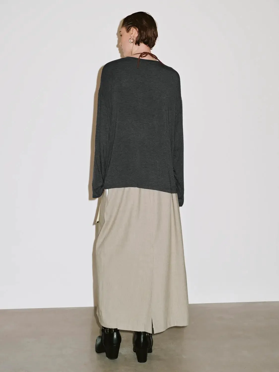 Cashmere Wool Blend Relaxed Knit Long Sleeve T Shirts