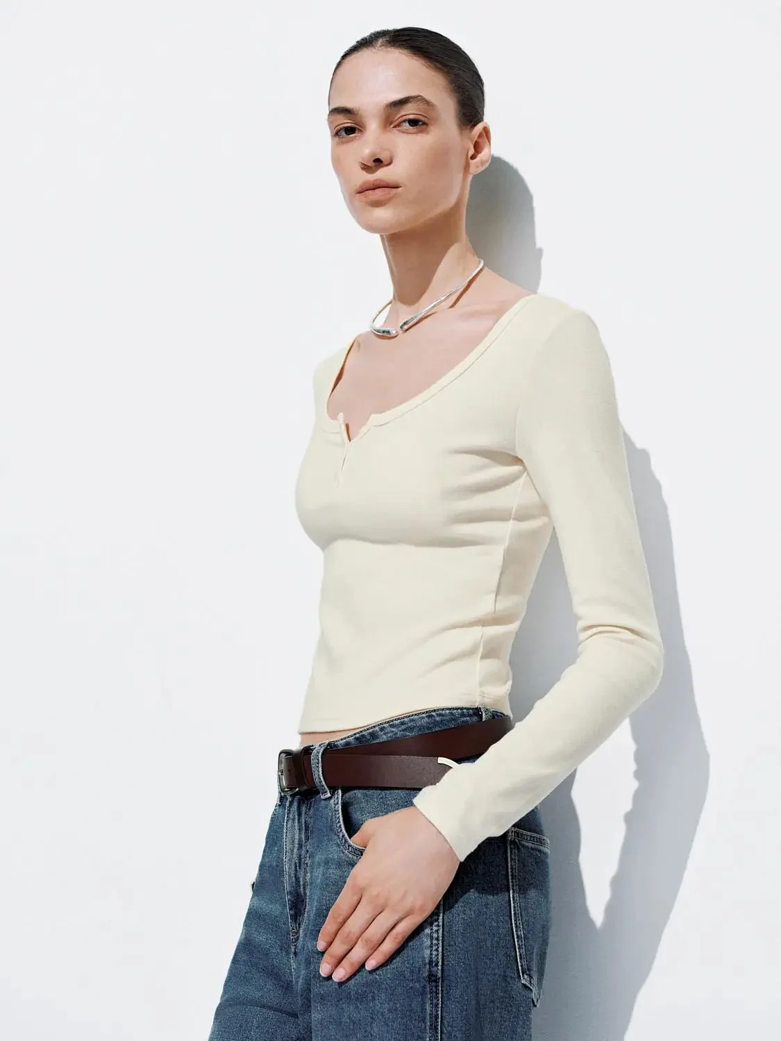 24078-cotton-blend-button-top-scoop-neck-t-shirt-18.webp Cotton Blend Button Top Scoop Neck T Shirt