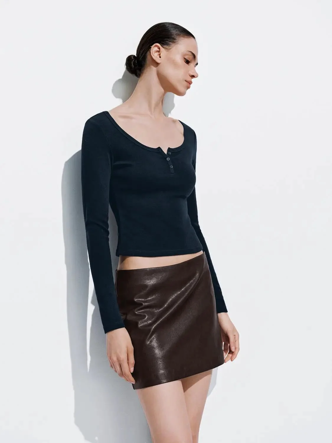 24078-cotton-blend-button-top-scoop-neck-t-shirt-2.webp Cotton Blend Button Top Scoop Neck T Shirt