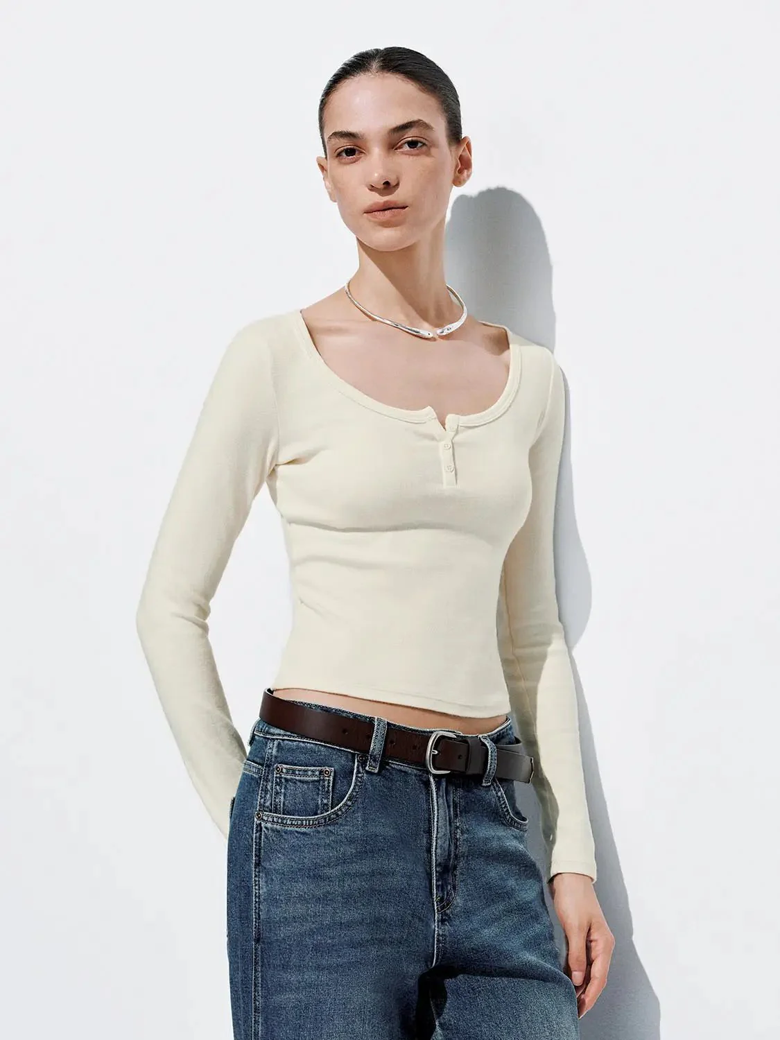 24078-cotton-blend-button-top-scoop-neck-t-shirt-35.webp Cotton Blend Button Top Scoop Neck T Shirt