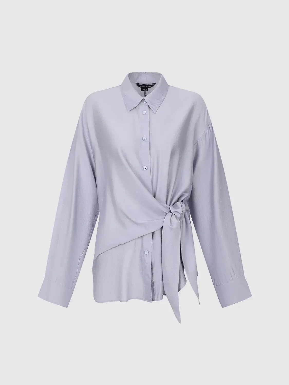 Tie Side Button Up Straight Shirt