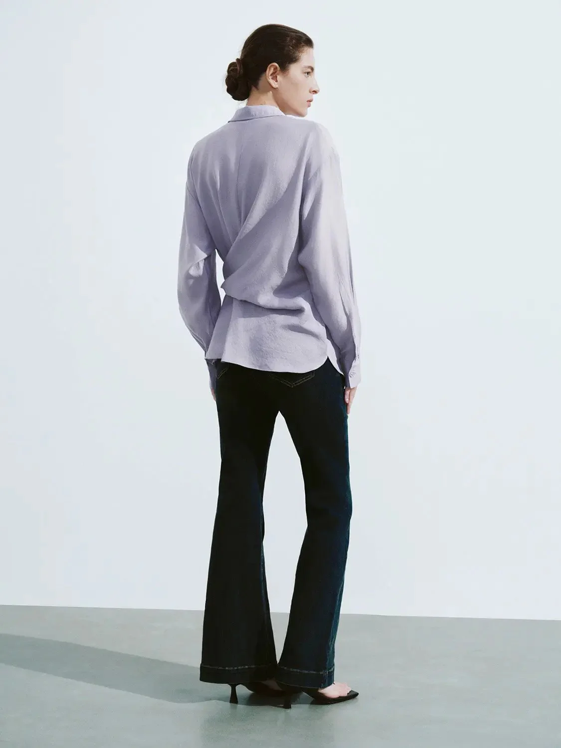 Tie Side Button Up Straight Shirt