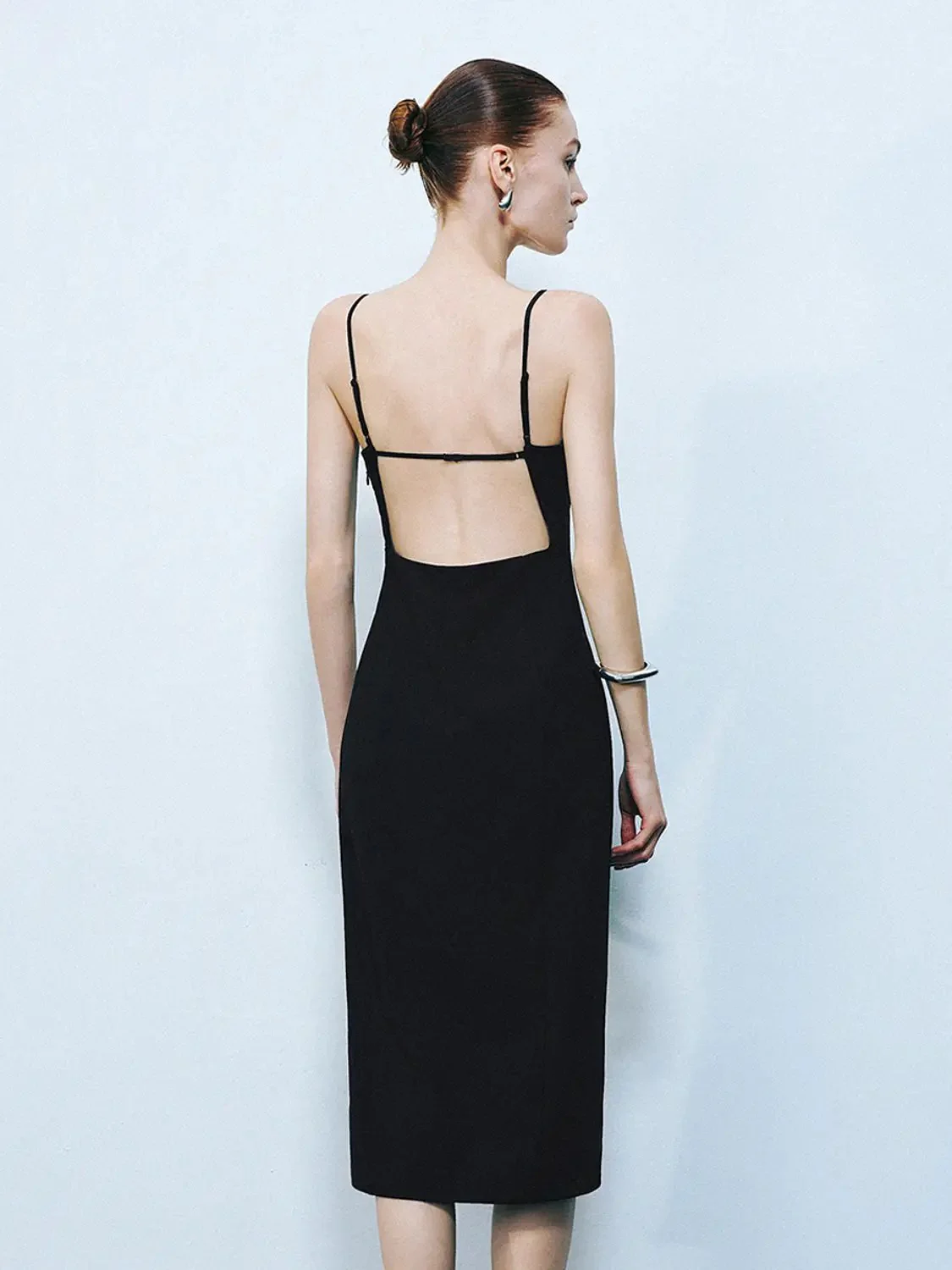 24189-black-spaghetti-strap-midi-sleek-stretch-slit-dress-2.webp Black Spaghetti Strap Midi Sleek Stretch Slit Dress